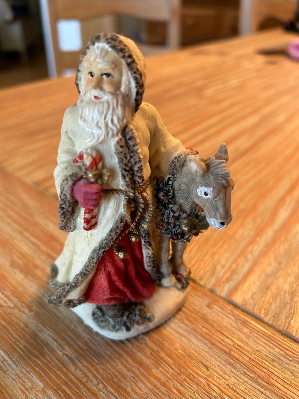 Holiday Santa Figurine in Cream and Red - Classic Decorative AccentSwitzlerland
